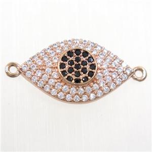 copper eye connector paved zircon, rose gold, approx 11-20mm