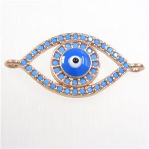 copper connector paved zircon, evil eye, turq, rose gold, approx 14-23mm