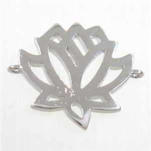 copper lotus flower connector, platinum plated, approx 15-17mm