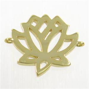 copper lotus flower connector, gold plated, approx 15-17mm