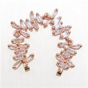 copper connector paved zircon, rose gold, approx 8-45mm