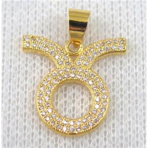 copper pendant pave zircon, gold plated, approx 20x20mm
