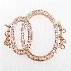 copper linker paved zircon, rose gold, approx 23mm