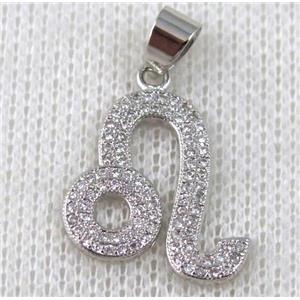 copper pendant pave zircon, platinum plated, approx 17x22mm