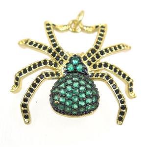 copper Spider pendant paved zircon, gold plated, approx 25-28mm