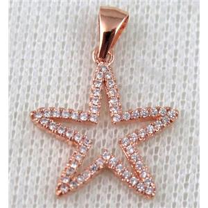 copper pendant pave zircon, rose gold plated, approx 20mm dia