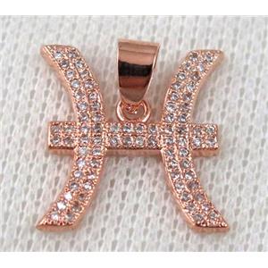 copper pendant pave zircon, rose gold plated, approx 20x20mm