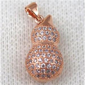 copper pendant pave zircon, rose gold plated, approx 12x22mm