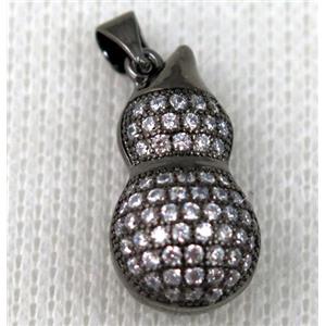 copper pendant pave zircon, black plated, approx 12x22mm