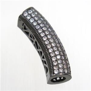 copper tube beads pave zircon, black plated, approx 9-28mm, 5mm hole