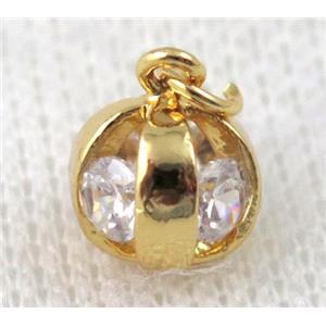 copper pendant pave zircon, gold plated, approx 8mm dia