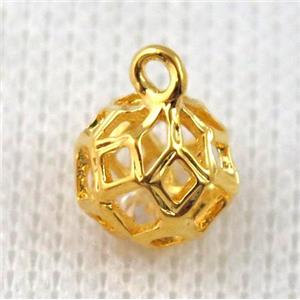 copper pendant pave zircon, gold plated, approx 9mm dia