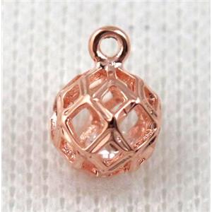 copper pendant pave zircon, rose gold plated, approx 9mm dia