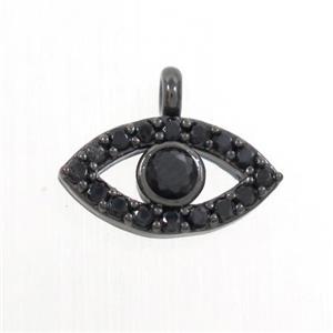 copper eye pendant paved zircon, black plated, approx 6-11mm
