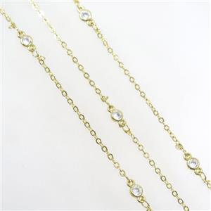 copper chain with zircon, gold plated, approx 4mm