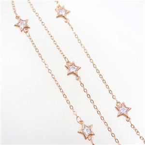 copper chain with star zircon, rose gold, approx 8mm dia