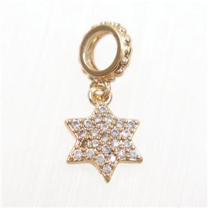 copper star pendants paved zircon, rose gold, approx 10mm dia