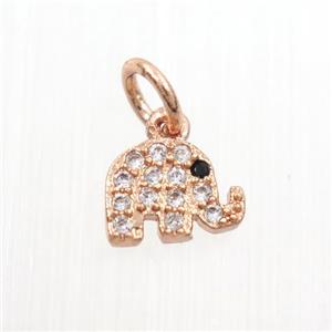 copper elephant pendants paved zircon, rose gold, approx 5.5-7.5mm