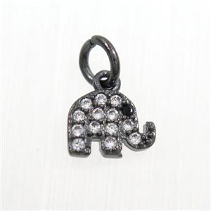 copper elephant pendants paved zircon, black plated, approx 5.5-7.5mm