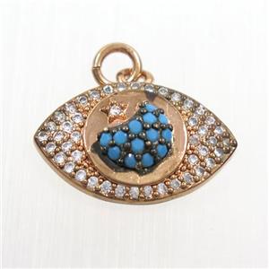 copper eye pendants paved zircon, rose gold, approx 12-20mm