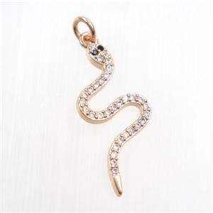copper snake pendants paved zircon, rose gold, approx 12-27mm