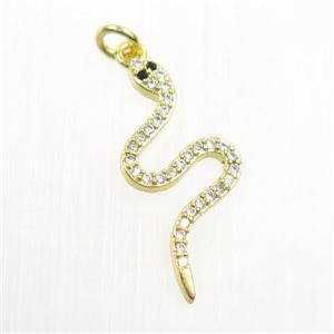 copper snake pendants paved zircon, gold plated, approx 12-27mm
