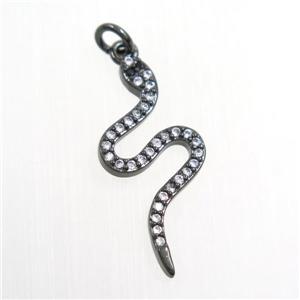 copper snake pendants paved zircon, black plated, approx 12-27mm