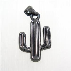 copper cactus pendants, black plated, approx 15-20mm