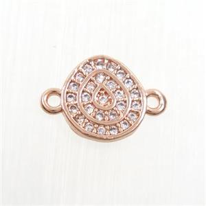 copper connector paved zircon, fire, rose gold, approx 9mm dia