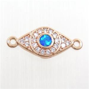 copper eye connector paved zircon with fire opal, rose gold, approx 7.5-14mm