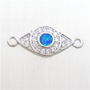 copper eye connector paved zircon with fire opal, platinum plated, approx 7.5-14mm