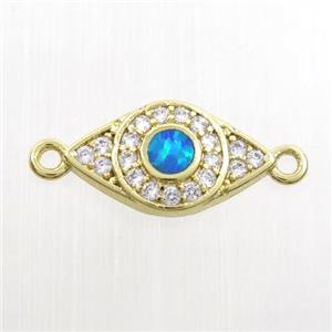 copper eye connector paved zircon with fire opal, gold plated, approx 7.5-14mm
