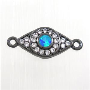 copper eye connector paved zircon with fire opal, black plated, approx 7.5-14mm