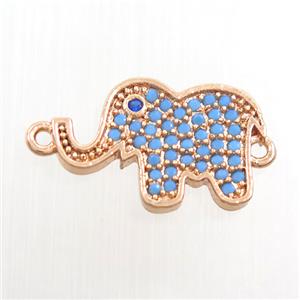 copper elephant connector paved zircon, turq, rose gold, approx 11-16mm
