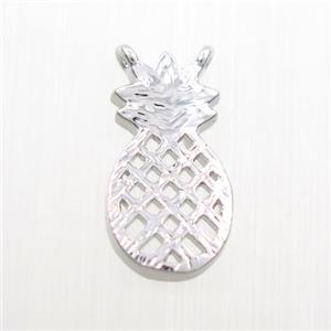 copper pineapple pendant with 2loops, platinum plated, approx 8-15mm