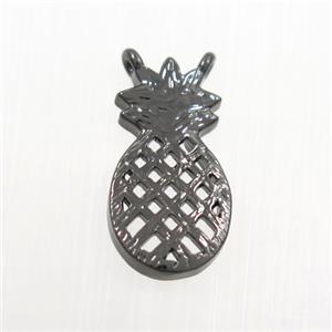 copper pineapple pendant with 2loops, black plated, approx 8-15mm