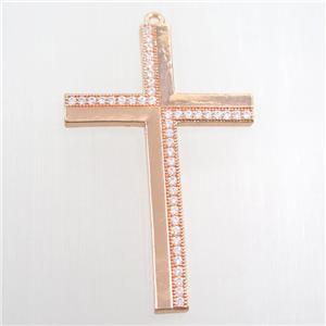 copper cross pendant paved zircon, rose gold, approx 32-50mm