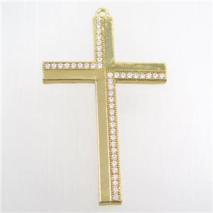 copper cross pendant paved zircon, gold plated, approx 32-50mm