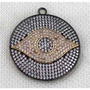 copper pendant paved zircon, approx 35mm dia
