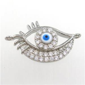 copper eye pendant paved zircon, platinum plated, approx 12-17mm