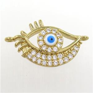 copper eye pendant paved zircon, gold plated, approx 12-17mm