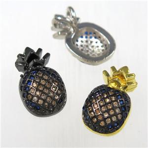 copper pineapple pendants paved zircon, mixed color, approx 10-16mm