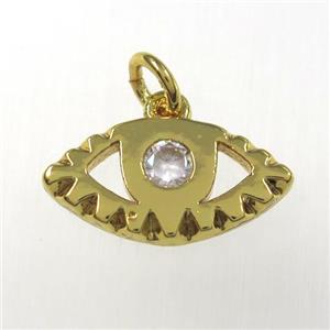 copper eye pendants paved zircon, gold plated, approx 8-16mm