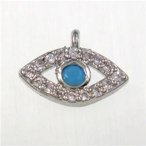 copper eye pendants paved zircon, platinum plated, approx 6-11mm