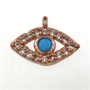copper eye pendants paved zircon, rose gold, approx 6-11mm