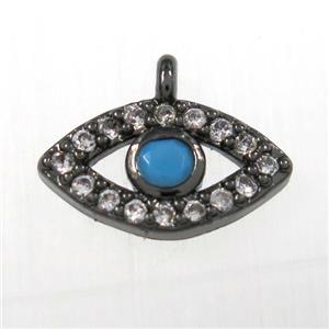 copper eye pendants paved zircon, black plated, approx 6-11mm