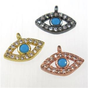 copper eye pendants paved zircon, mixed color, approx 6-11mm