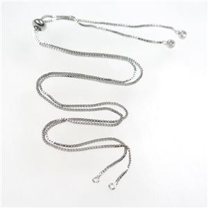 copper necklace chain with zircon, platinum plated, approx 1mm, 48cm length