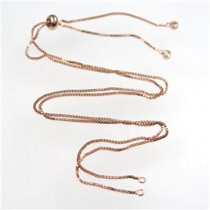 copper necklace chain with zircon, rose gold, approx 1mm, 48cm length
