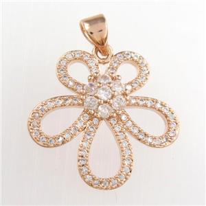 copper knot pendants paved zircon, rose gold, approx 20-22mm